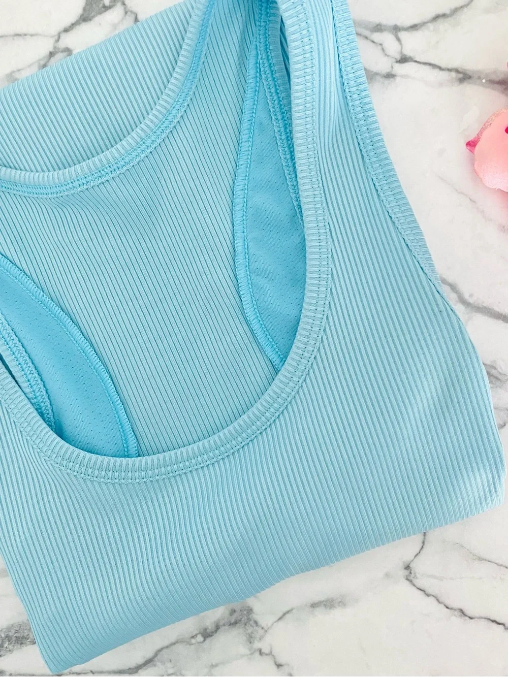 💕Pretty Blue Ribbed Racerback Tank Top SZ M - Picture 8 of 8